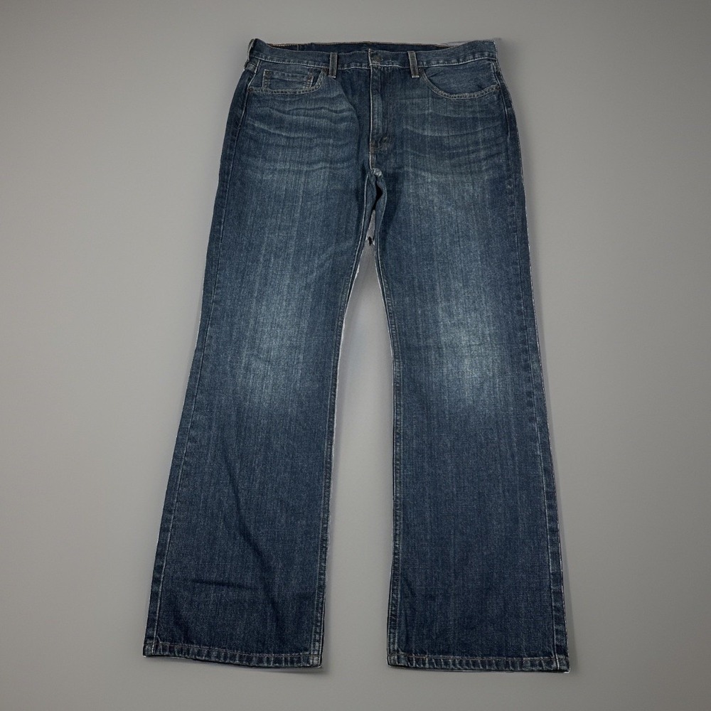 Levi's 527 Bootcut Jeans Men's 38x32 Blue Dark Wash Denim Whiskered Faded